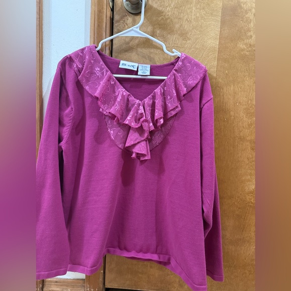 Blair Sweaters - Women’s Blair purple ruffle V Neck long sleeve